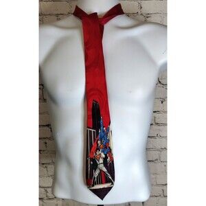 Vintage Bright Red DC Comics Superman Necktie Cheerful Workday